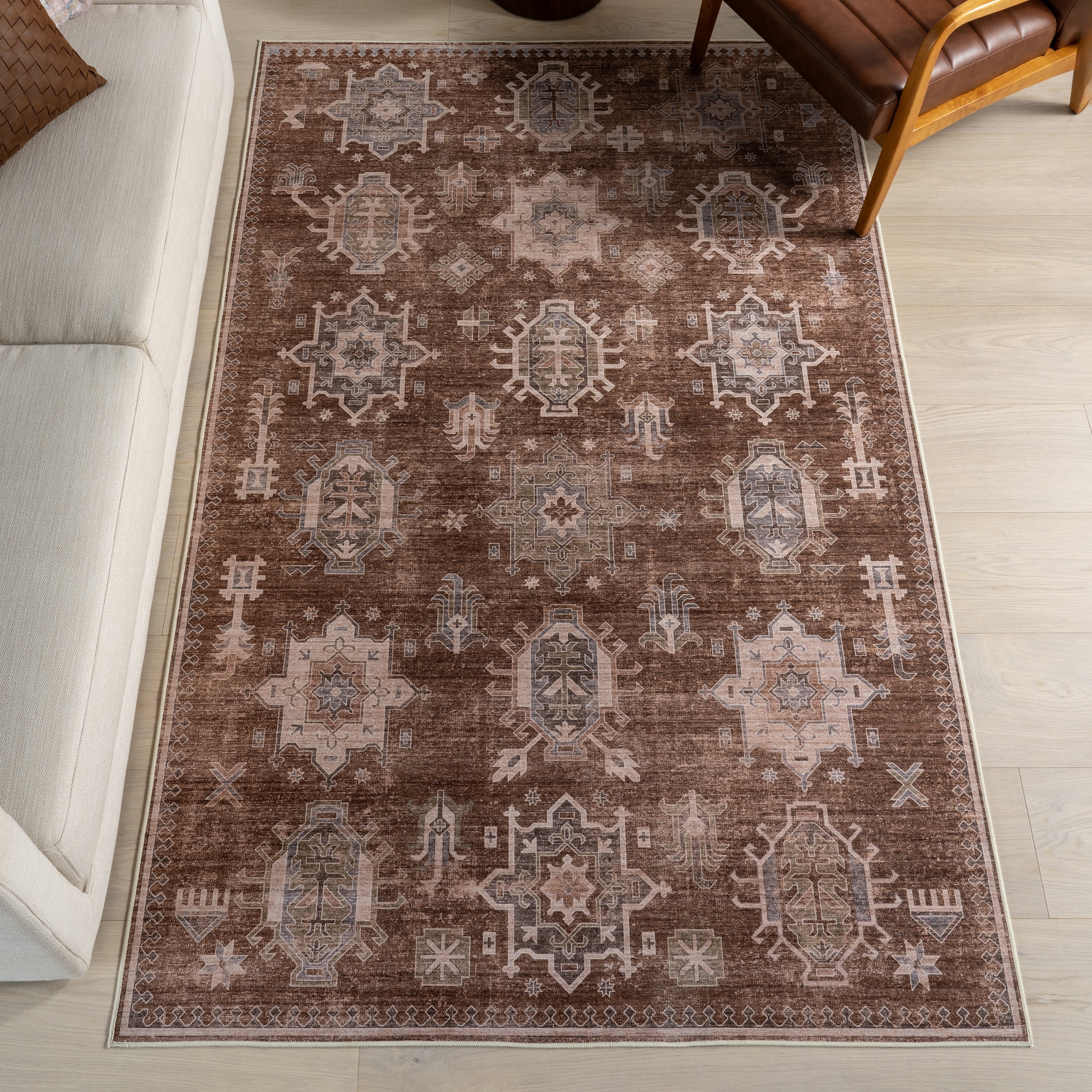 Nuloom Baylin SplashGuard Medallion Machine Washable Area Rug