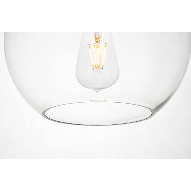 Brad 1-Light Plug in Pendant with Clear Shade - Black - 8" Diameter
