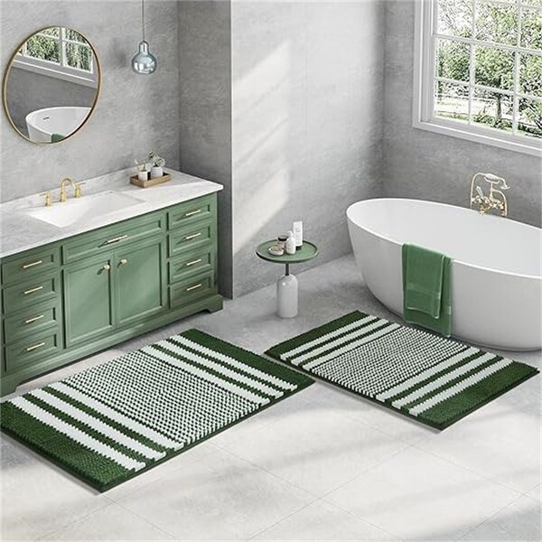 Green bathroom rug set discount