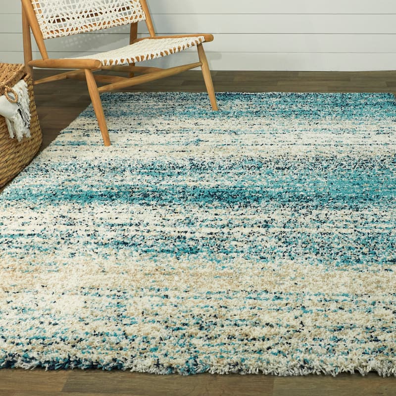 Eastleigh Coastal Ombre Shag Area Rug - 5'3" x 7' - Teal - Rectangle
