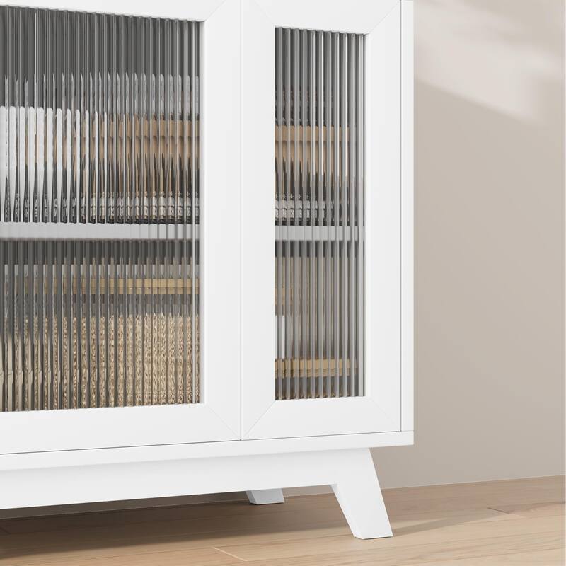 Buffet Storage Cabinet with Fluted Glass Door