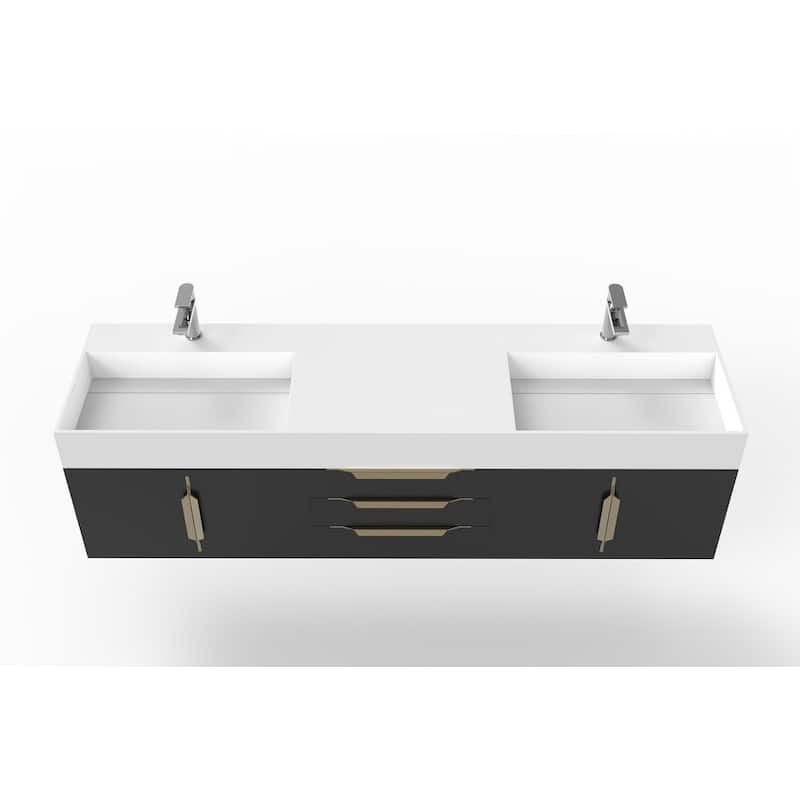 Amazon 72" Wall Mounted Bathroom Vanity Set w/ White Top