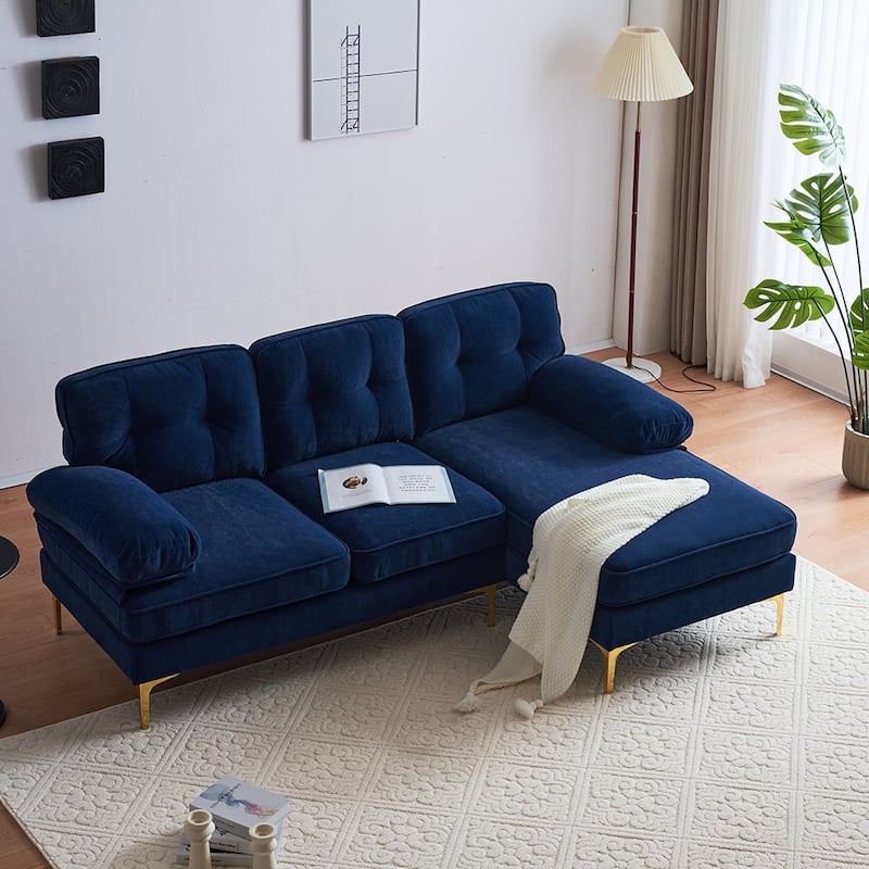 82.6" L-Shaped Sectional Sofa with Velvet Upholstered, Modern Couches