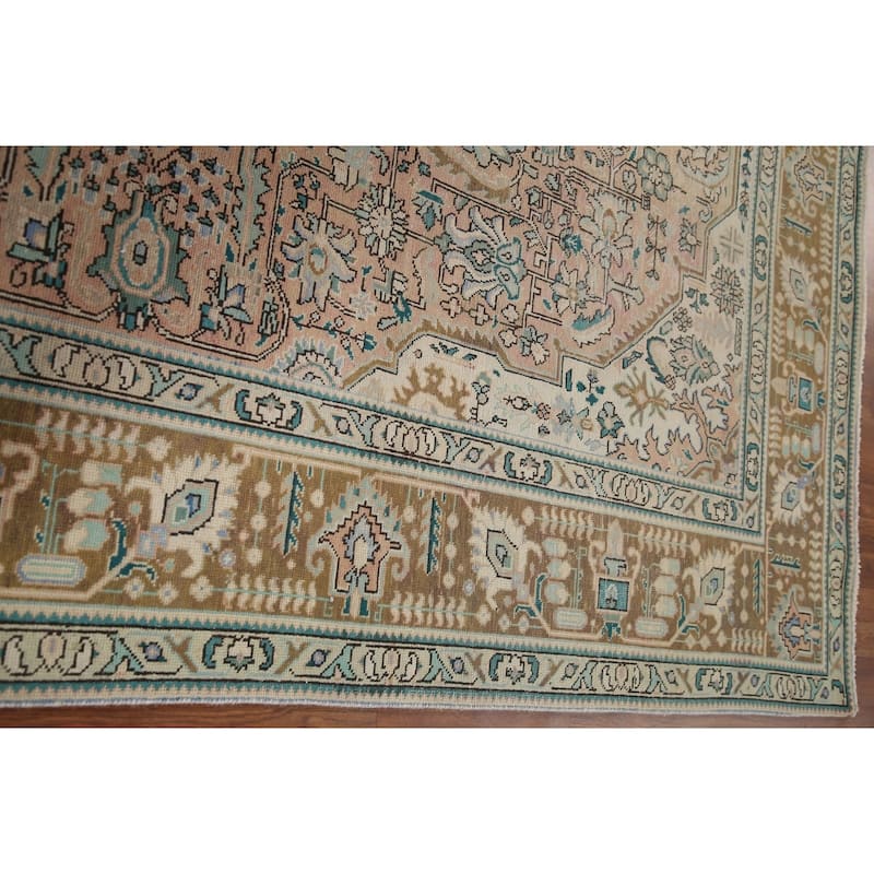 Geometric Tabriz Persian Vintage Rug Handmade Living Room Wool Carpet - 7'11" x 11'1"