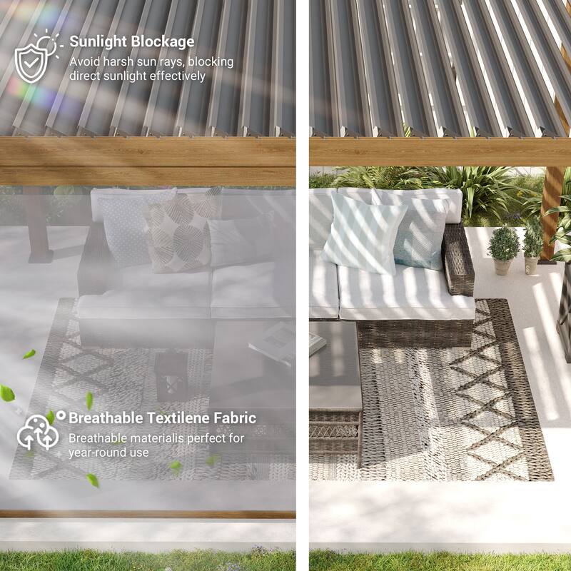 BONOSUKI Adjustable Height Pull Down Privacy Screen for 10FT/12FT/13FT Pergola (Screen Only)
