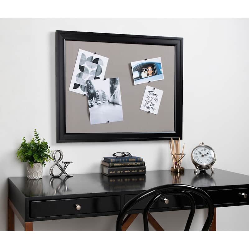 DesignOvation Bosc Framed Gray Linen Fabric Pinboard