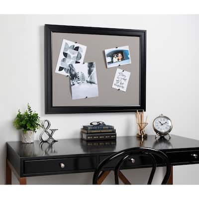 DesignOvation Bosc Framed Gray Linen Fabric Pinboard