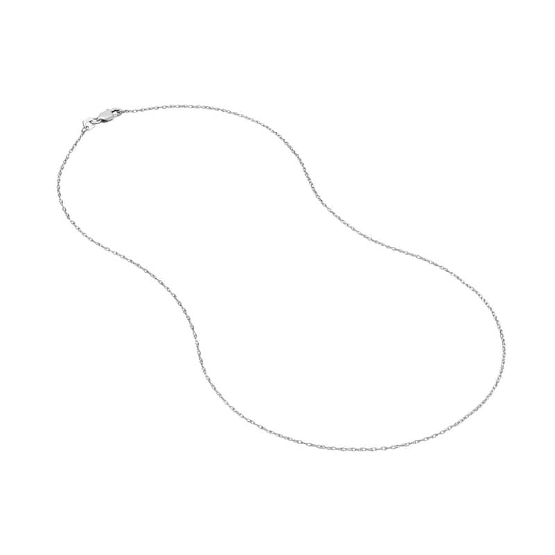 Curata 10k White Gold 0.85mm Light Weight Rope Chain Necklace (Lobster)