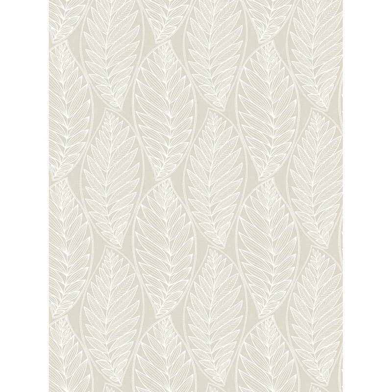 Seabrook Designs Kira Leaf Husk Unpasted Wallpaper - 27 in W x 27 ft. L - Pebble