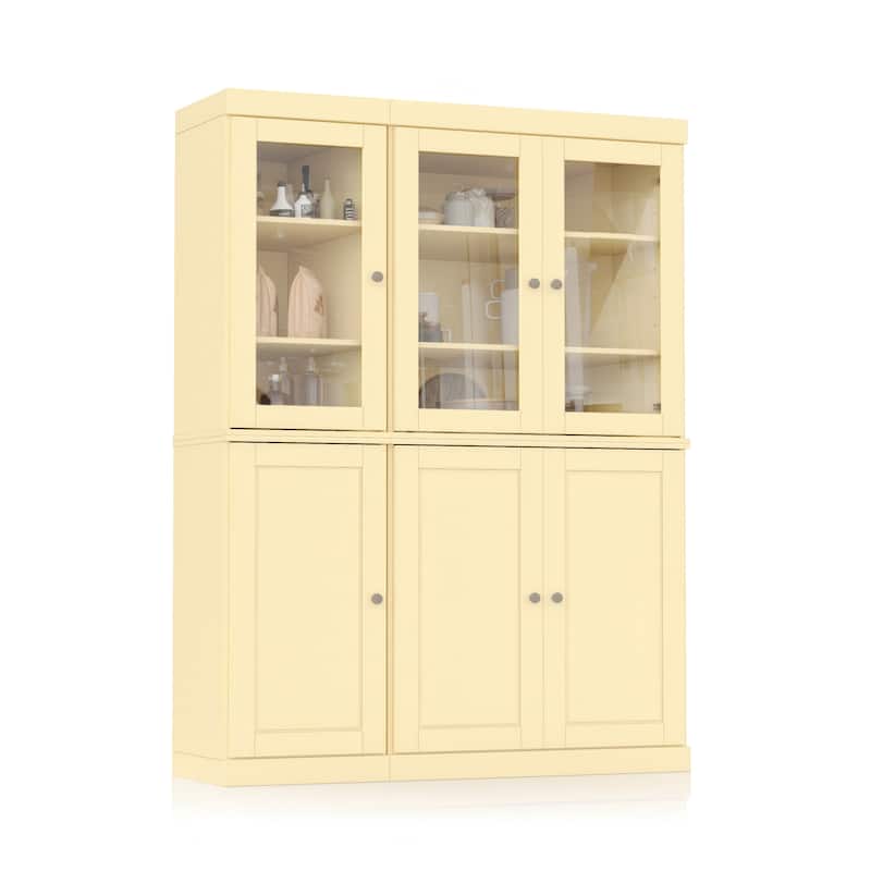 Palace Imports 100% Solid Wood China Pantry with Glass or Solid Wood Doors and 2-Drawers - 48.5" x 71.5"