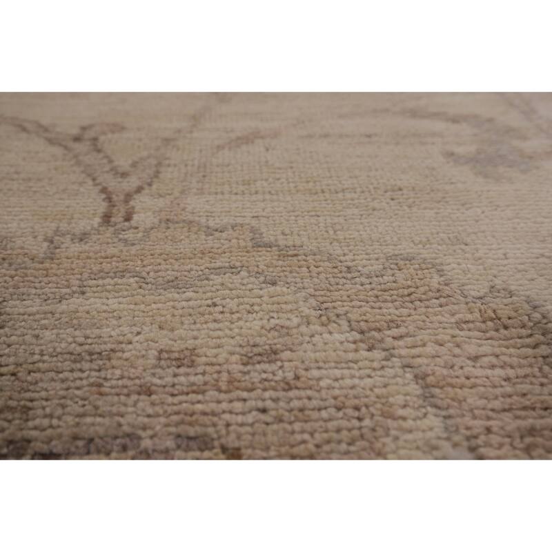 Vegetable Dye Beige Oushak Oriental Area Rug Hand-Knotted Wool Carpet - 9'0" x 12'5"