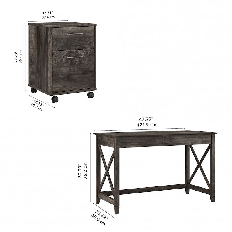 Key West 48W Writing Desk with Mobile File Cabinet by Bush Furniture