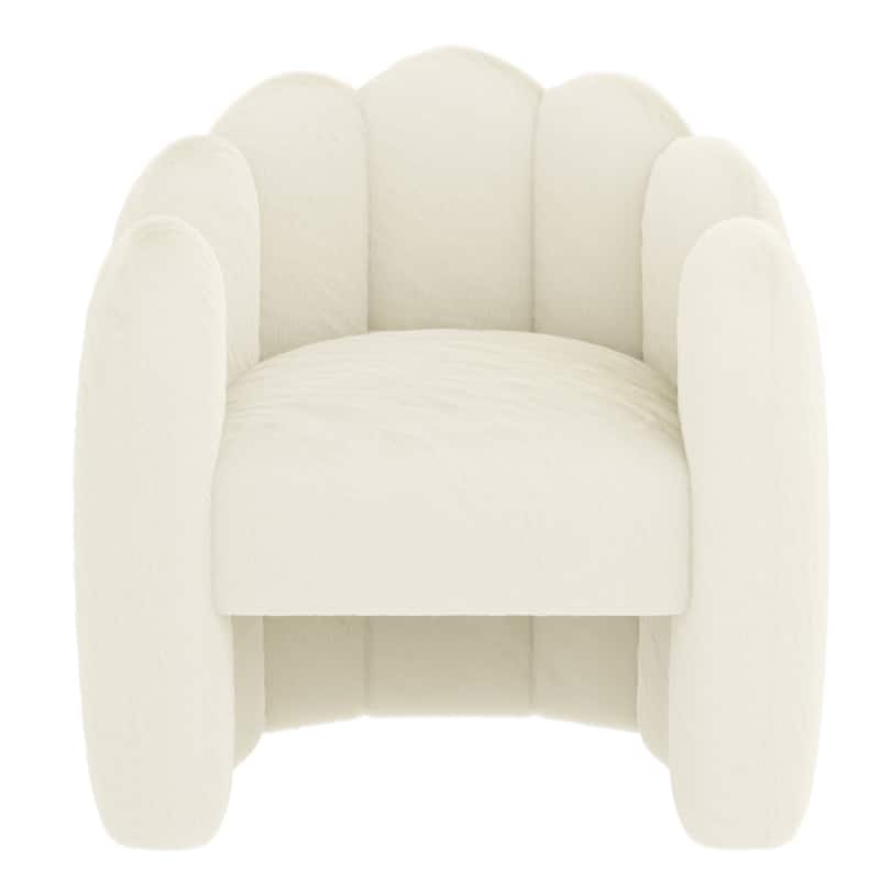 Modern Imitation Fur Accent Chair - Ivory