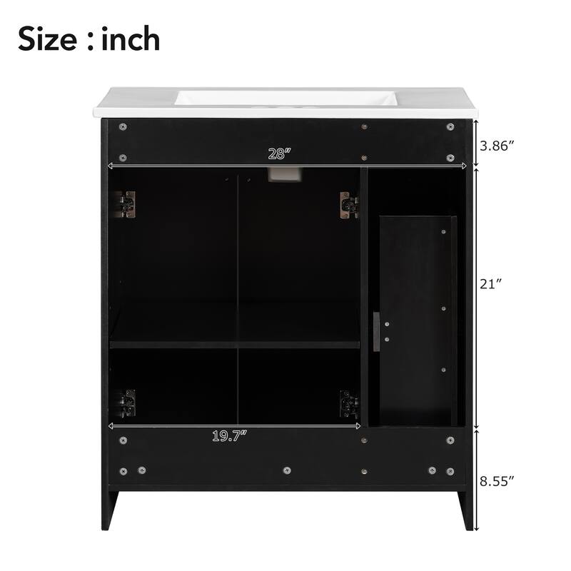 30-Inch Bathroom Vanity with Sink Combo, MDF Storage Cabinet, Soft Close Doors, and Painted Finish