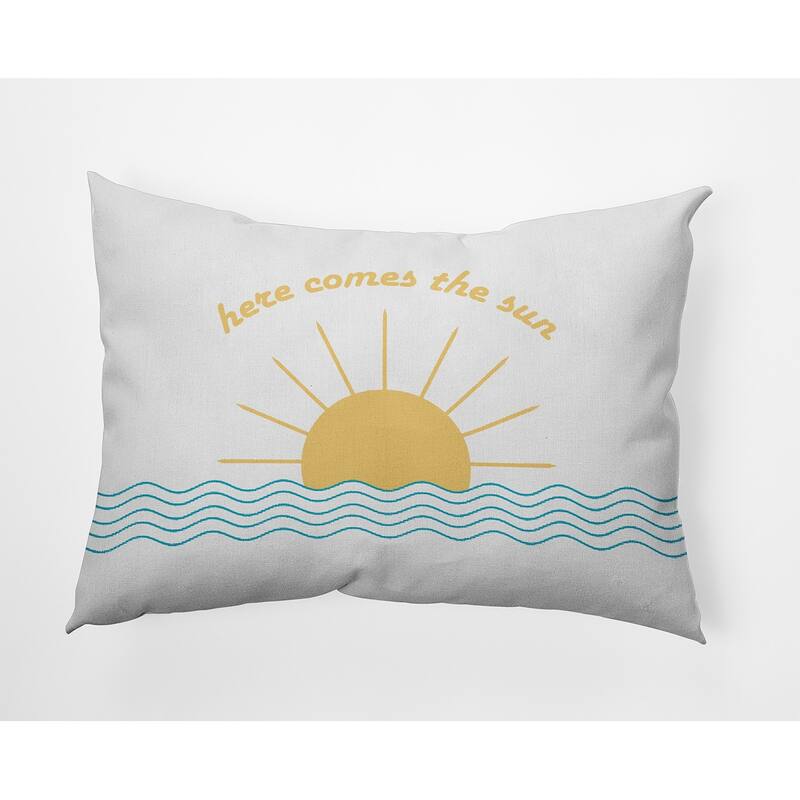Here Comes The Sun Indoor/Outdoor Throw Pillow - Carribbean Turquoise - 14" x 20"