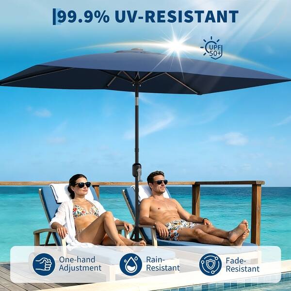 10x6.5FT Rectangular Patio Umbrella, Outdoor Table Umbrella with Crank and  Push Button Tilt, 6 Sturdy Ribs Tilt - Bed Bath & Beyond - 44016143