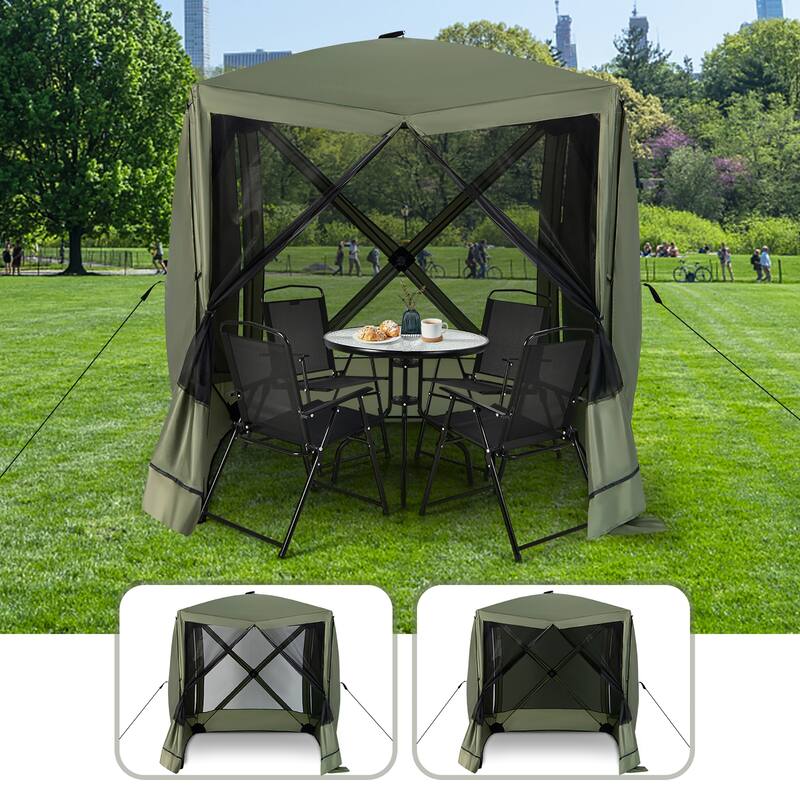 Costway 6.7 FT x 6.7 FT 4-Panel Pop up Camping Gazebo Quick-Set with 2 - See Details