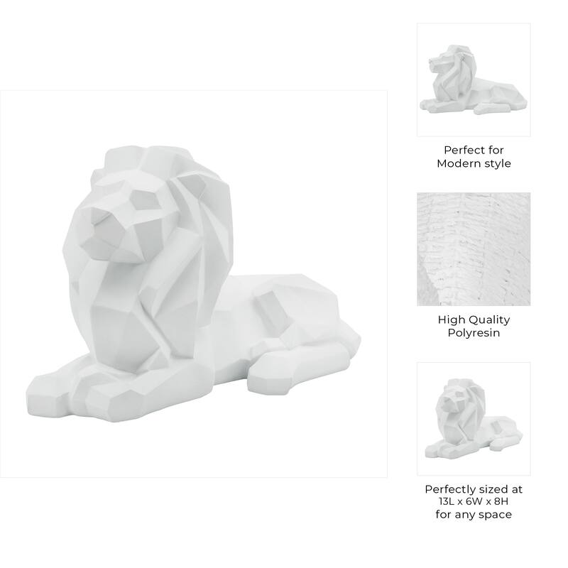 Sagebrook Home Modern Polyresin Geometric Lion Figurine - Stylish Decorative Sculpture for Home Decor - 13" x 6" x 8"