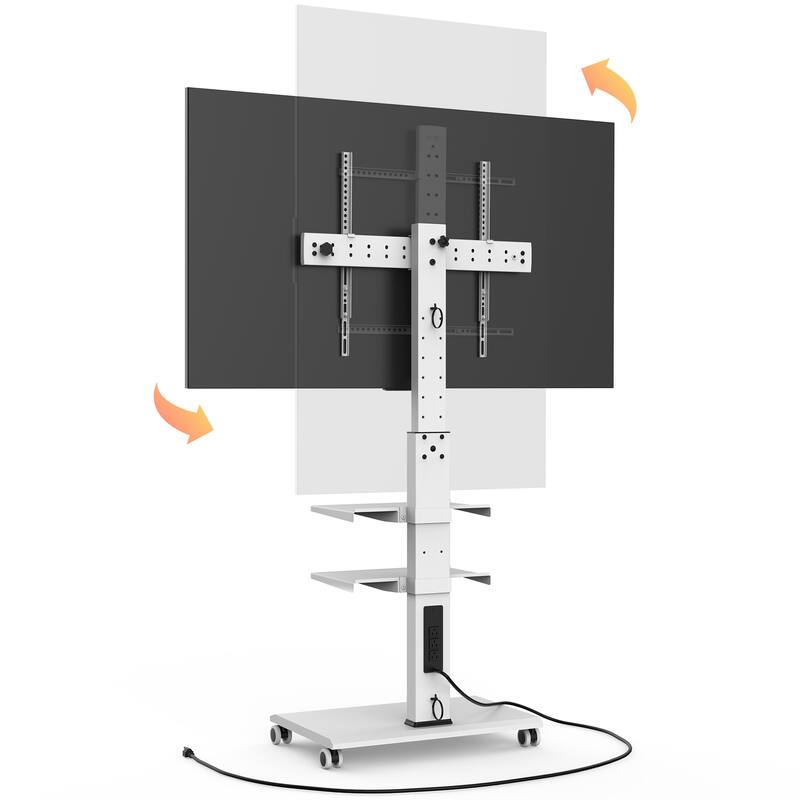 FITUEYES Rolling TV Stand with Wheels For 32-70 Inch TVs, with Power Outlet and Two Shelf TV Console ,Hold Up To 88 Lbs