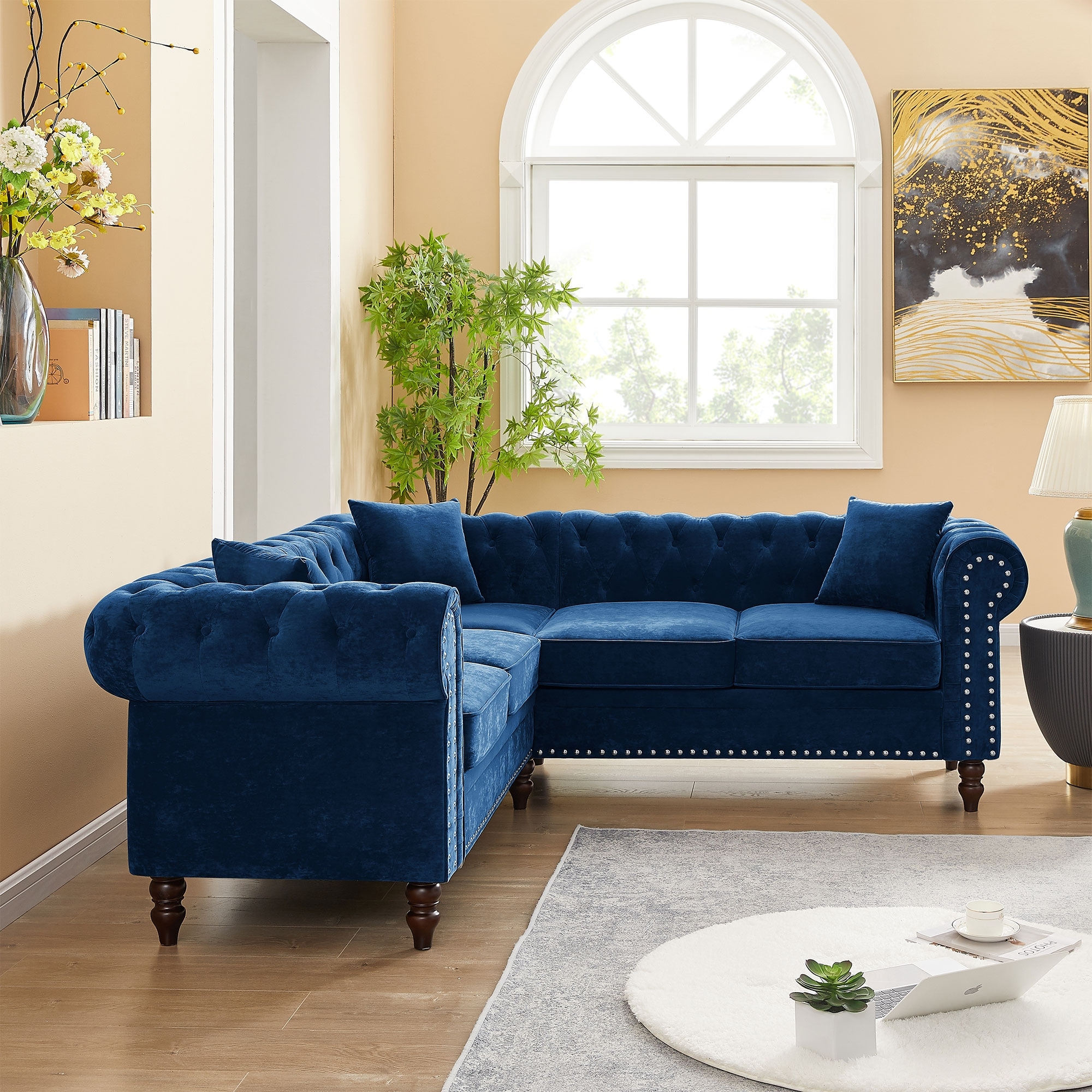Blue Velvet Sectional Sofas Bed Bath Beyond