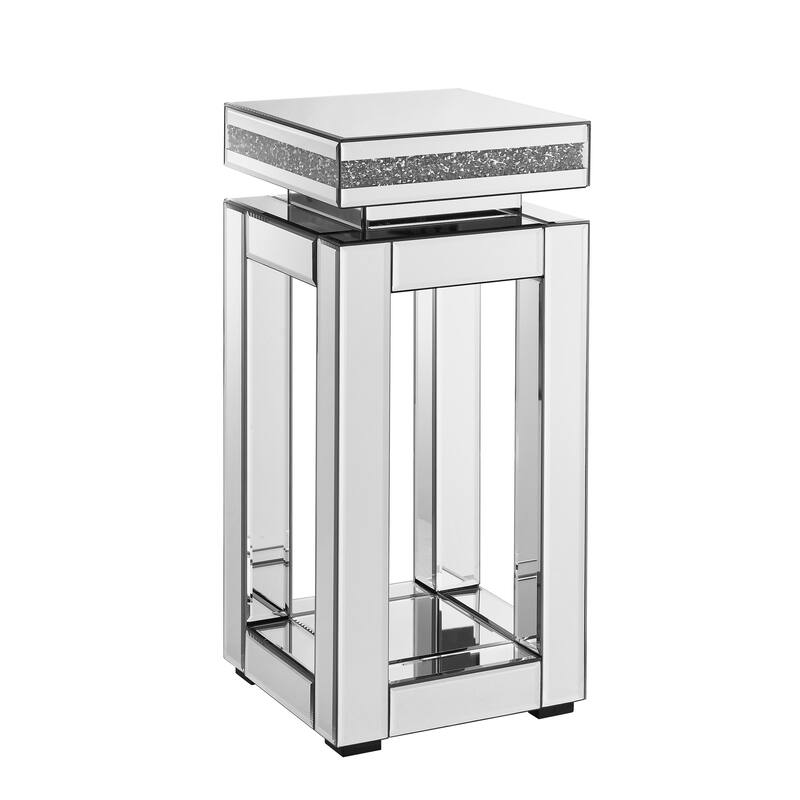 11.8" MDF Mirrored End Table with Two-Tier Design for Living Room, Bedroom, Coffee, and Small Spaces