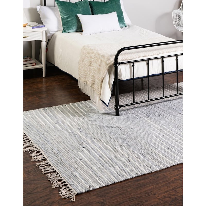 Braided Dario Collection Area Rug - 3'3"x5'1" - Light Gray-Ivory