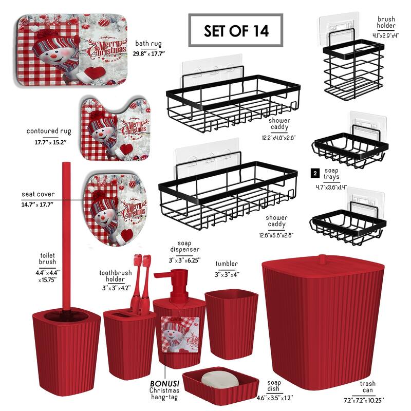 Empyrean Christmas Bathroom Decor, Bathroom Accessory Set with Toilet Brush, Trash Can & Soap Dispenser