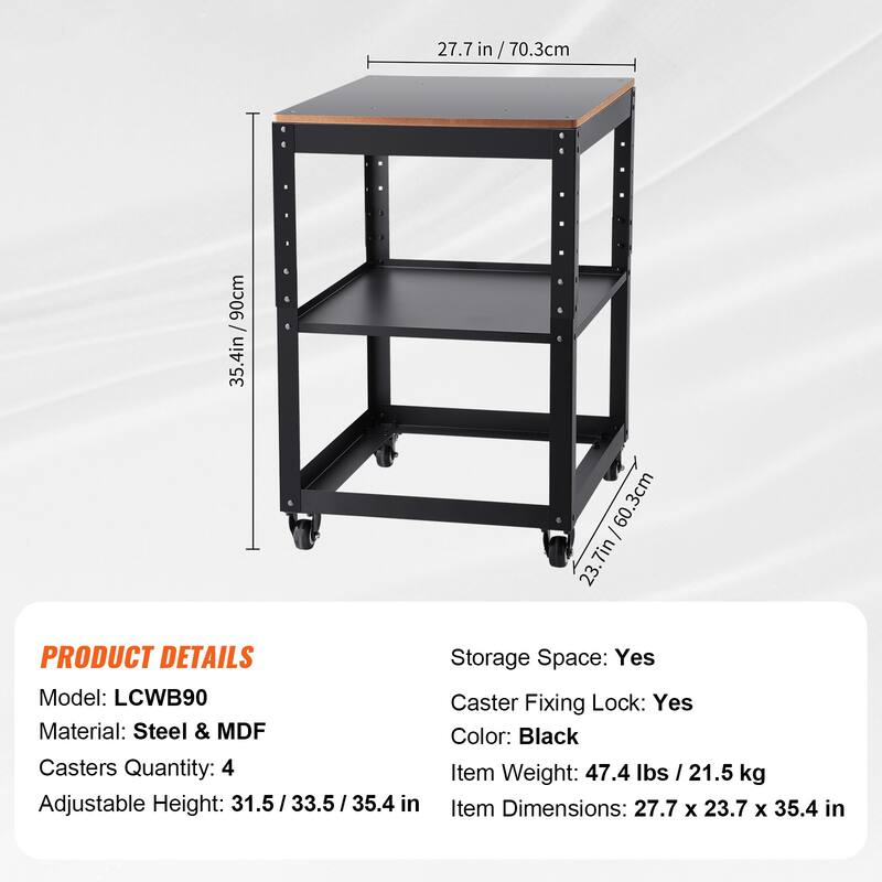 Planer Stand, 100 lbs / 45 kg heavy loads, Three-Gear Height Adjustable Thickness Planer Table,with 4 Stable Casters