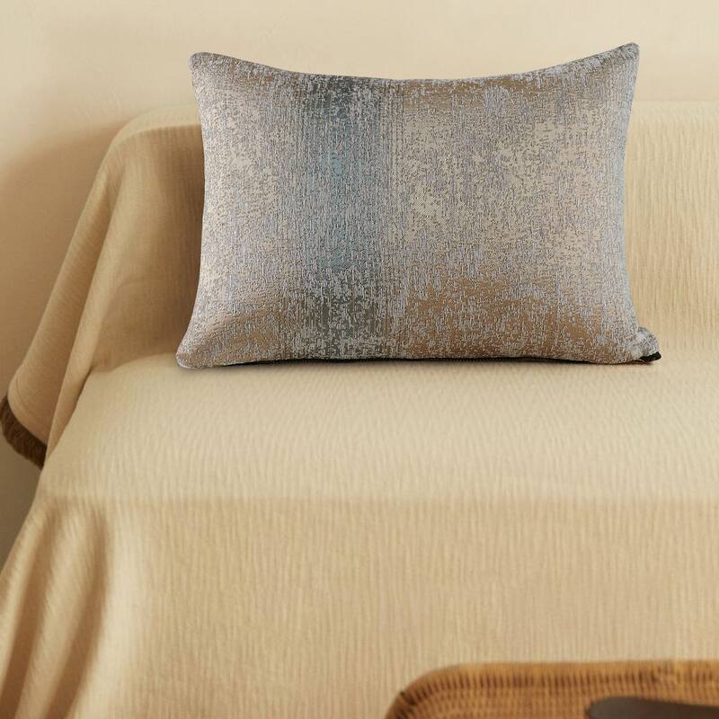 2-Piece Jacquard Chenille Zippered Lumbar Pillow Cover Set