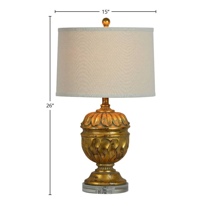 Roland 26" Table Lamps with Linen Shade, Antique Gold (Set of 2)