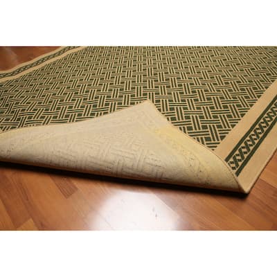Tan,Green Oriental Rug Wool Traditional Oriental Area Rug (6x9) - 6'5" x 9'8"