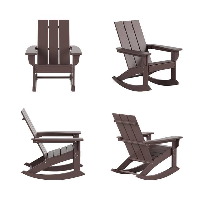 Laguna Modern Weather-Resistant Adirondack Chairs (Set of 4) - Dark Brown