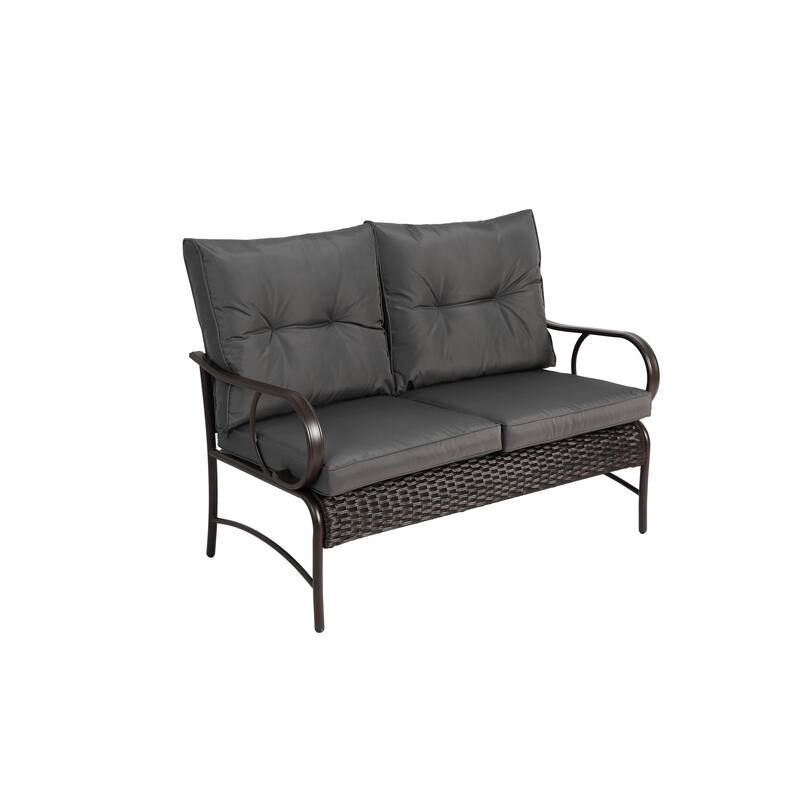 Classic Patio Sofa Wicker Conversation Set Rattan Sofa Chair wTable