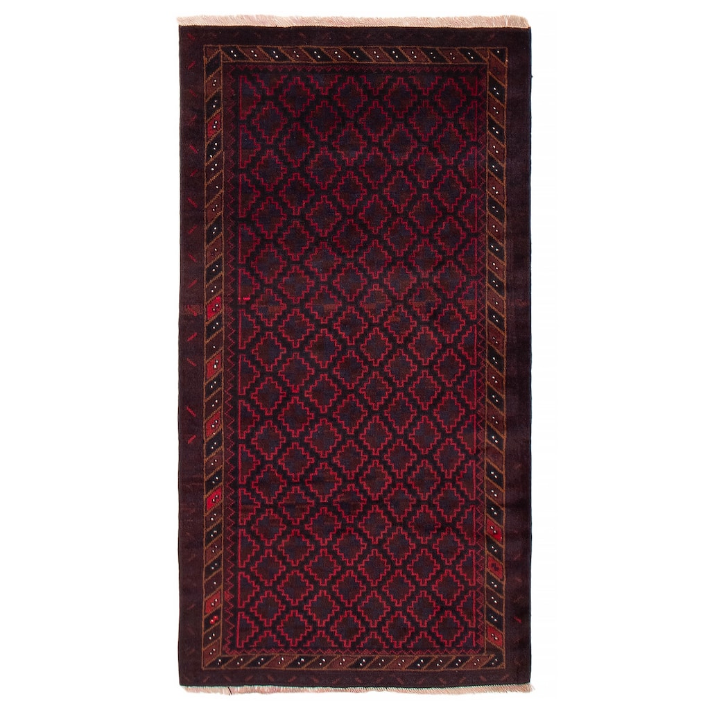 ECARPETGALLERY Hand-knotted Teimani Black, Red Wool Rug - 3'1 x 5'7