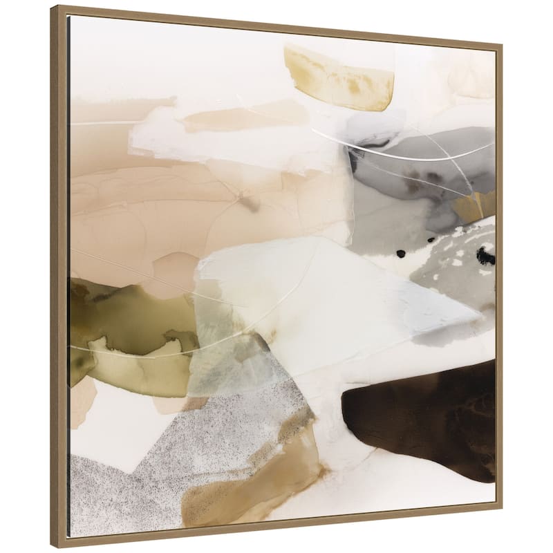 Kate and Laurel Golden Terrain by Amy Lighthall Framed Canvas Wall Art Print - 30 x 30