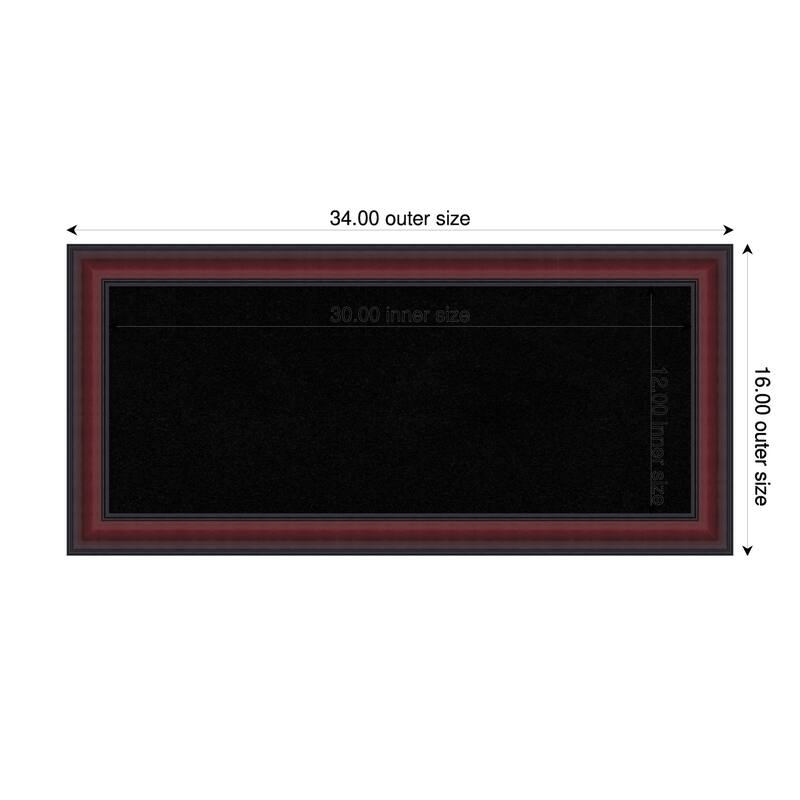 Dalat Cherry Framed Cork Board - Bulletin Board, Organization Board, Pin Board - Black - 34 x 16 in