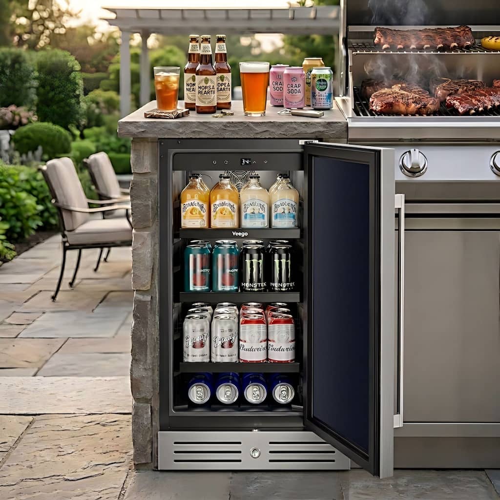 Yeego 14.8 Inch 80 Cans Outdoor/ Indoor Beverage Refrigerator, Built In/ Freestanding Beverage Cooler/ Fridge