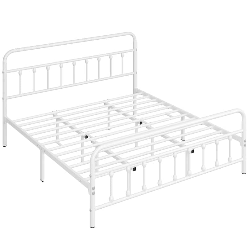 Yaheetech Classic Iron Bed Metal Bed Frames with High Headboard