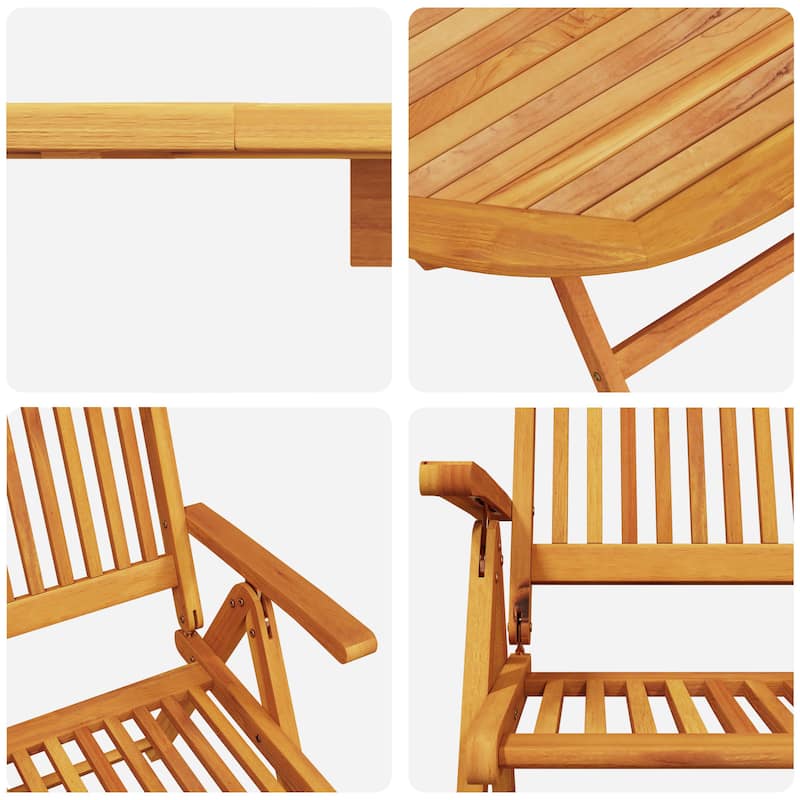 vidaXL Outdoor Dining Set Set of 7 Acacia Wood Color Solid Acacia Wood