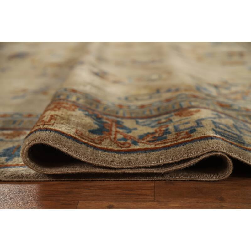 Hand Knotted Oriental 100% Wool Carpet Traditional Medallion Brown Art Deco Area Rug - 11' 1'' X 8' 7''