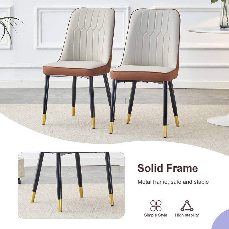 7-Piece Round Dining Set with Extendable Dining Table, Wood Kitchen Table Set with 6 PU Chairs for Dining Room