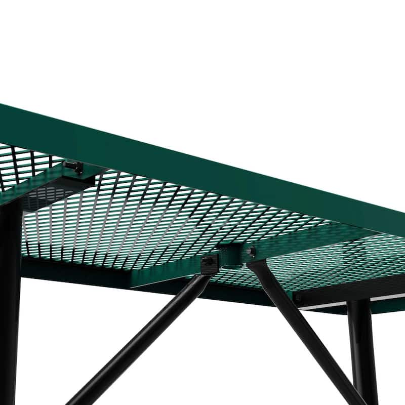 Commercial Grade Expanded Mesh Metal Outdoor Picnic Table - 72.25"D x 61.75"W x 29.5"H