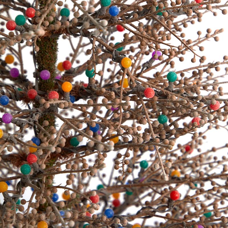 6ft. Frosted Berry Twig Artificial Christmas Tree with 350 Multicolor Gum Ball LED Lights & 808 Branches - Lively X-Mas Tree