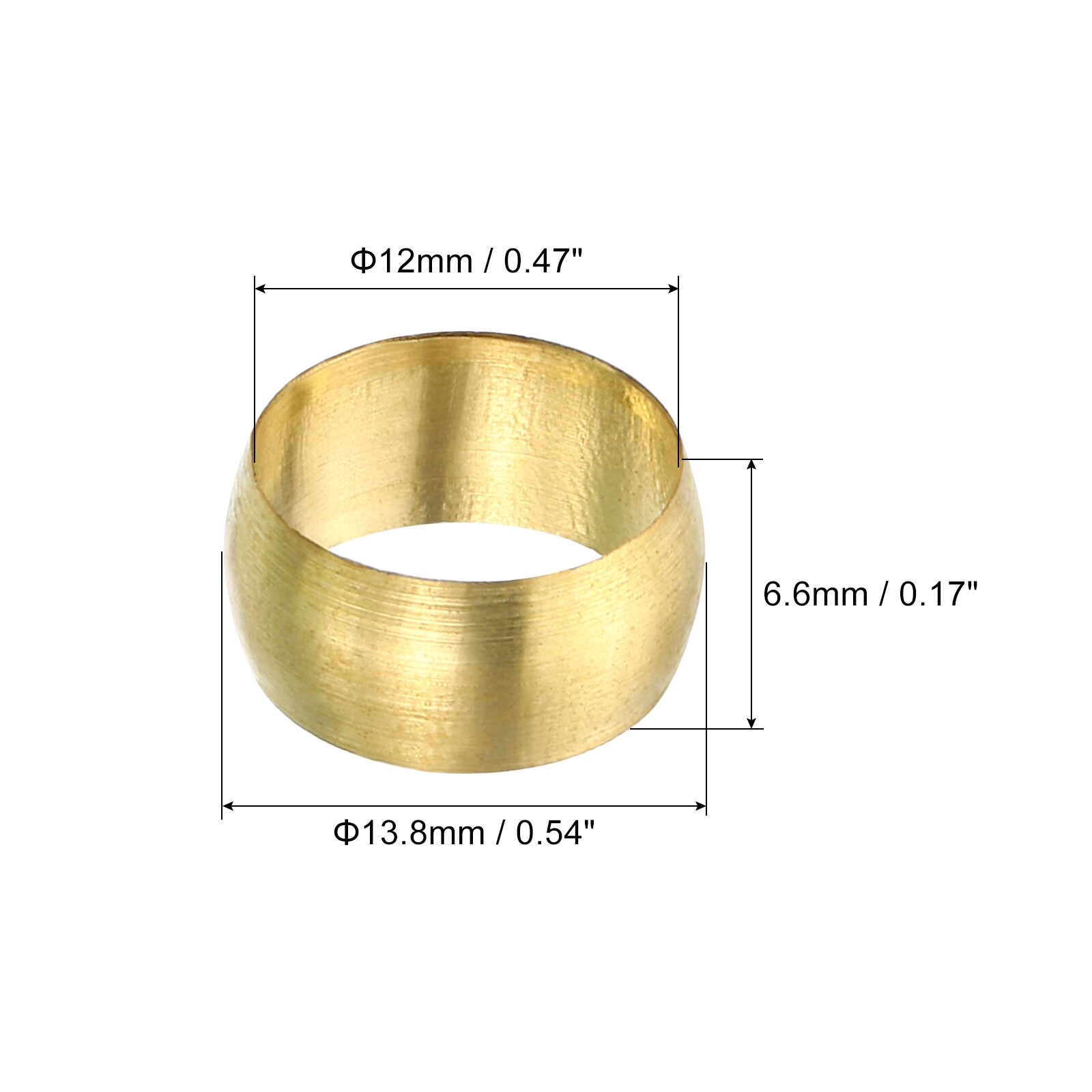50pcs 9mm Tube OD Brass Compression Sleeves Ferrules Brass Ferrule Fitting