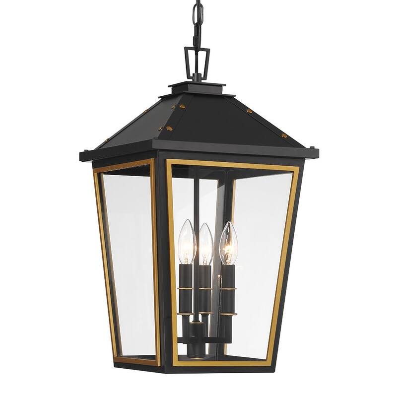 Crystorama Lighting Group HAW-605 Hawkins 4 Light 12" Wide Outdoor - Matte Black / Textured Gold