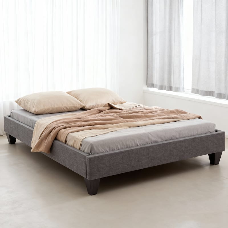 13" Modern Grey Full Platform Bed Frame, No Headboard Design