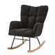 preview thumbnail 49 of 51, Teddy Fabric Tufted Glider Rocking Chair with Metal Frame