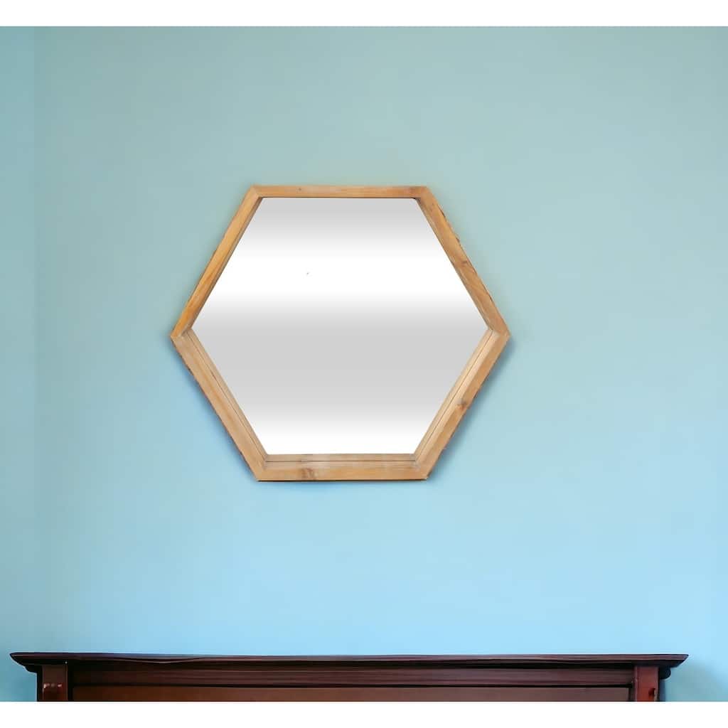 HomeRoots 21" Brown Hexagon Wood Framed Accent Mirror
