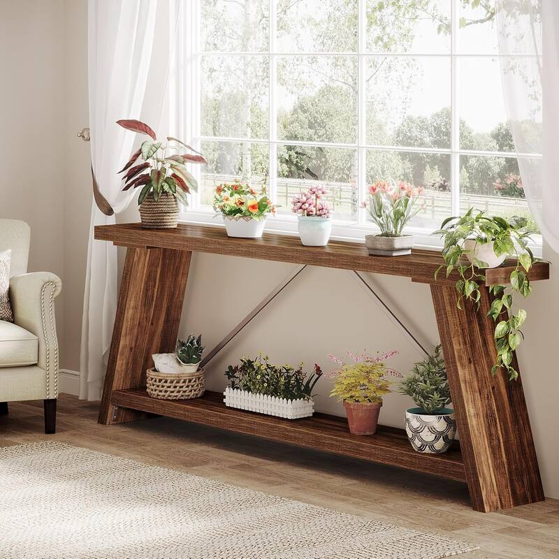 70.9 Inches Extra Long Console Table with Storage, Industrial Sofa Table Behind Couch