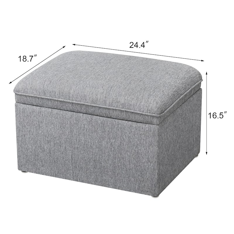 Adeco 24" Linen Storage Ottoman Bench